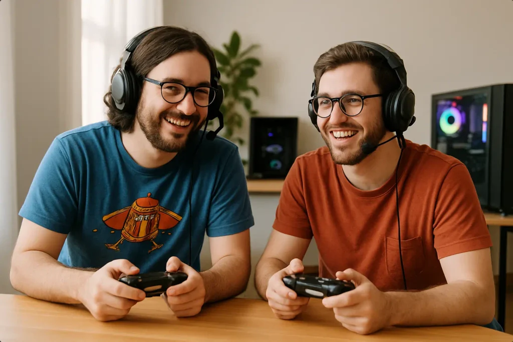 Gaming gemeinsam mit einem Freund um nicht einsam zu sein.
